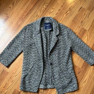 Herringbone Black and White Women's Jacket